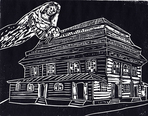 Jedwabne, Poland - Original Linocut