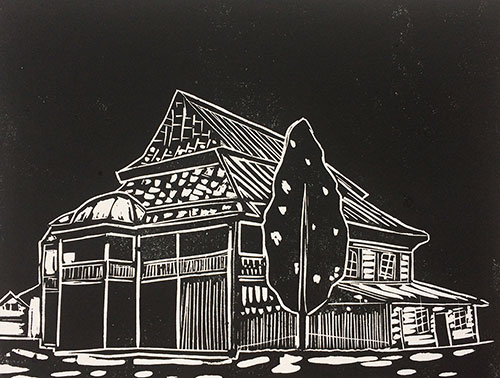 Kamyanka Buzka, Ukraine - Original Linocut