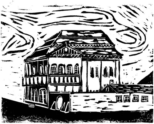 Końskie, Poland - Original Linocut