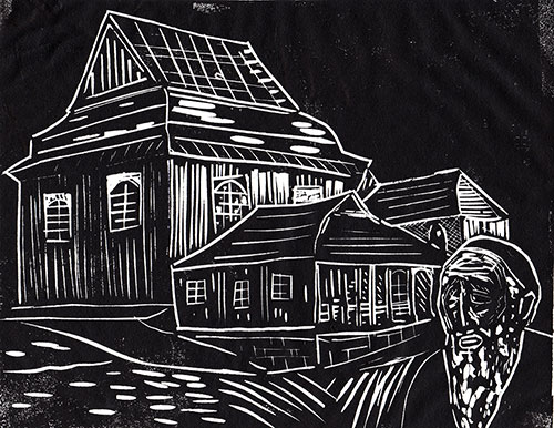 Mikhalpol, Ukraine - Original Linocut