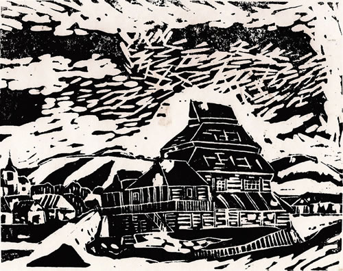 Pogrebishche, Ukraine - Original Linocut