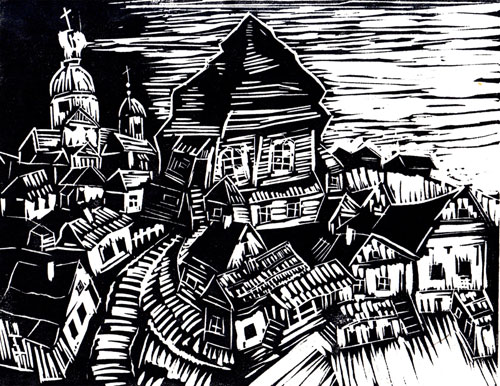 Vitebsk, Belarus - Original Linocut