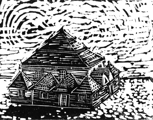 Wyszokie Mazowieckie, Poland - Original Linocut