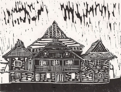 Zabłudów, Poland - Original Linocut