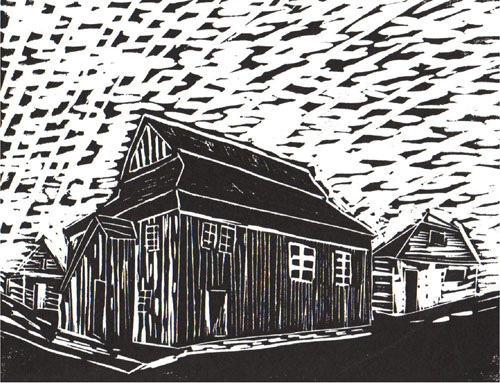 Zhydachiv, Ukraine - Original Linocut